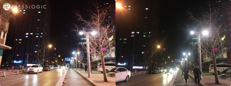 PressLogic 美圖V6(左)對比iPhone 6s(右)夜景