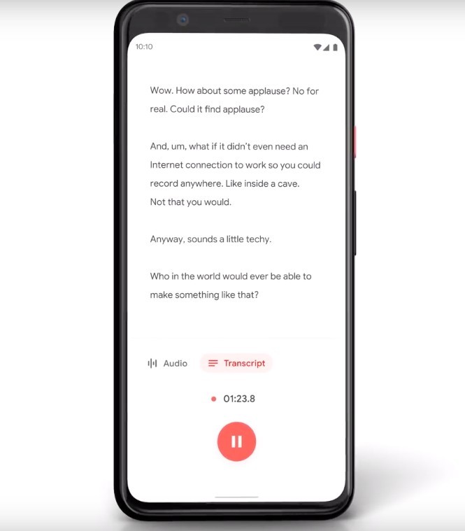 Google發表一款名為「Recorder」的App,能夠透過AI人工智能,讓錄音自動生成逐字稿