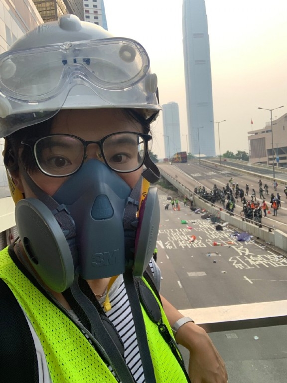 為胡錫進辯護的《環球時報》記者陳青青曾在2019年駐紮香港採訪。