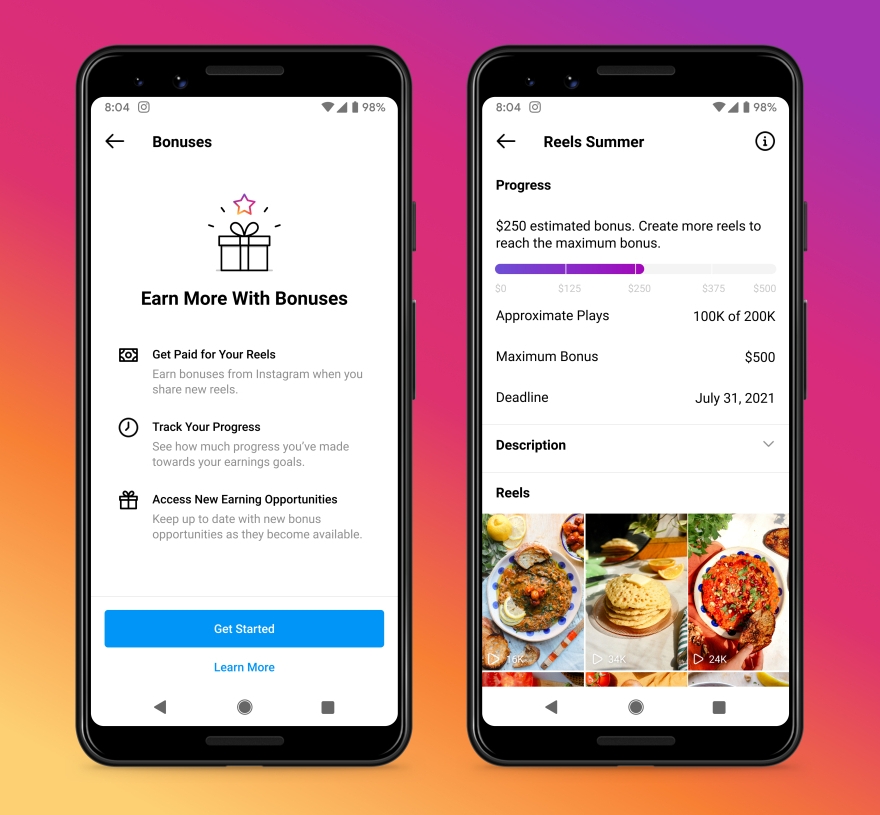 Instagram推出Reels Summer Bonus項目