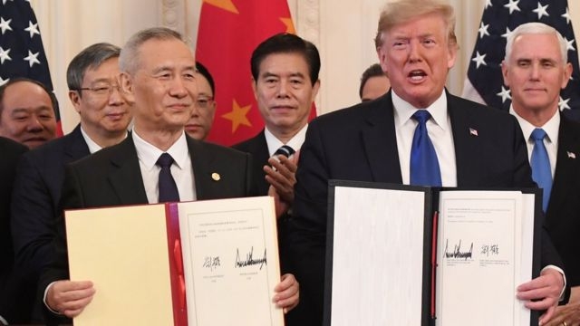 中美簽署首階段貿易協議