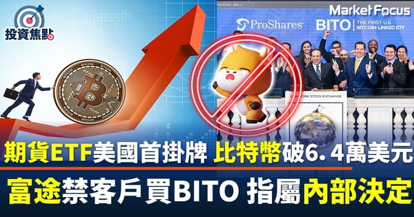 【Bitcoin狂潮】美國首隻比特幣期貨ETF掛牌 比特幣升破6.4萬美元 富途禁客戶購買 指屬公司內部決定