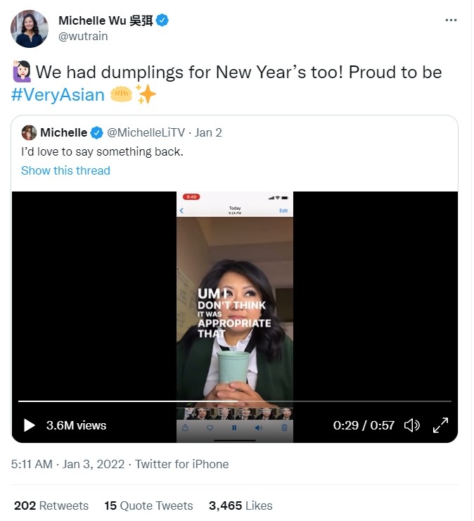 相關標簽事後在Twitter上掀起輿論,就連去年11月才成為波士頓首位女市長的吳弭也加入聲援陣營。