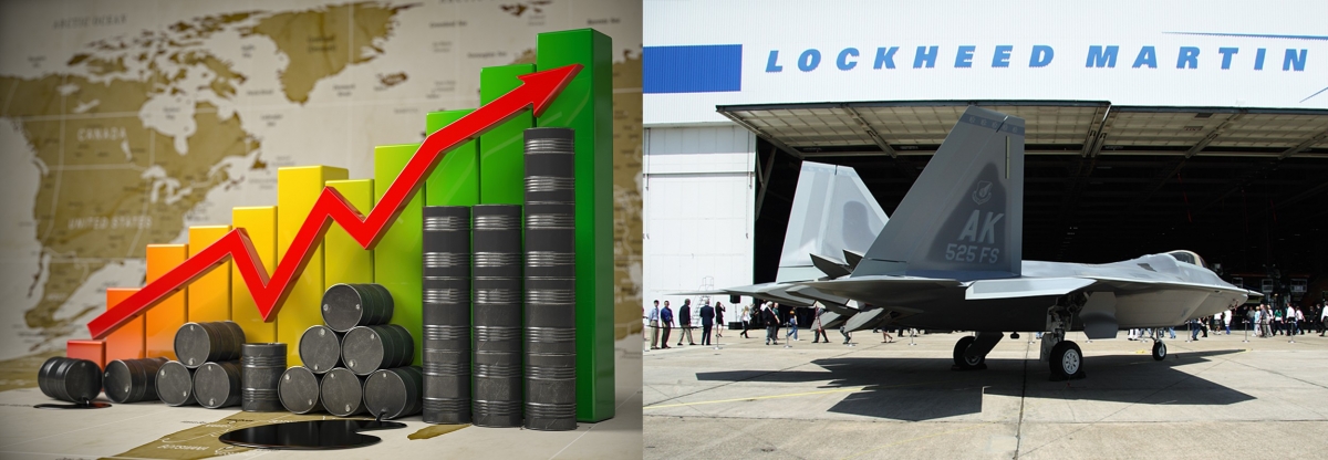 戰爭危機下，石油及軍工股如LMT獲看好。