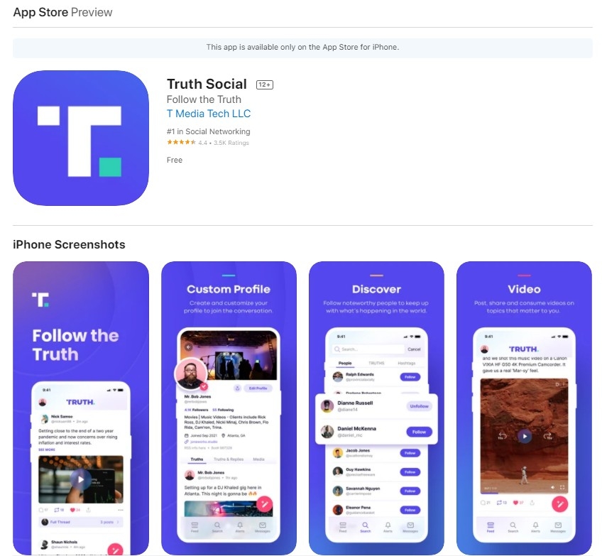 Truth Social是一款與Facebook和Twitter類似的社交平台，但不同的是這一平台宣稱將不受科技巨頭設限打造言論自由，並以「Big Tent」作為主要概念，允許不同用戶發表不同意見及進行對話。