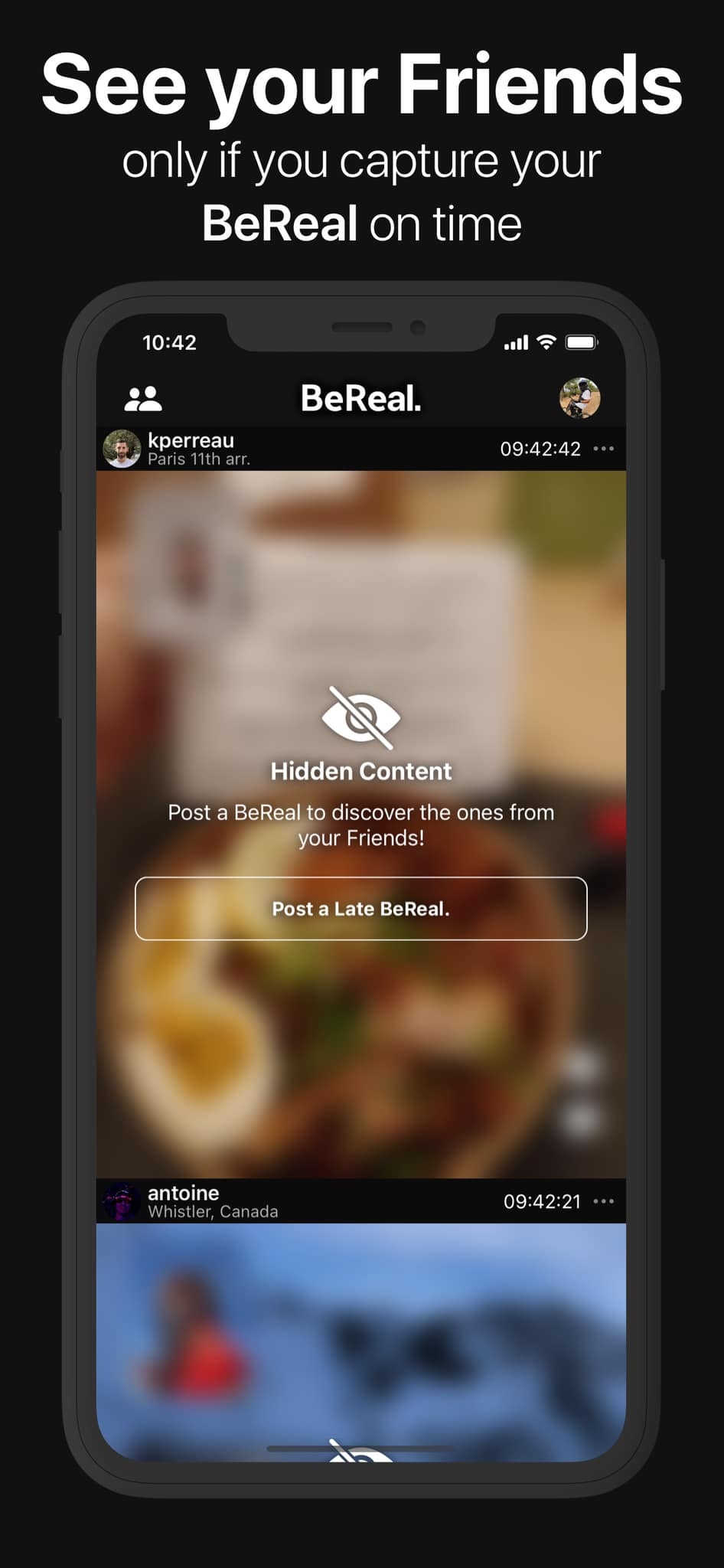 在瀏覽其他用戶的動態之前，BeReal規定用戶必須先上傳自己的相片。