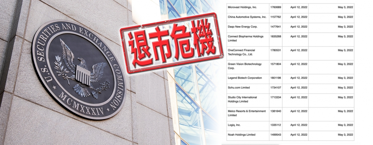 12中概股被列入預定摘牌名單。