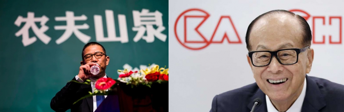 鍾睒睒(左)及李嘉誠兩位實業家,分別在中國及香港的福布斯富豪榜中居首。
