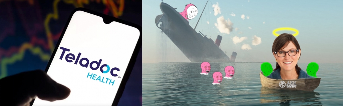 Teladoc暴跌，ARKK也難倖免。