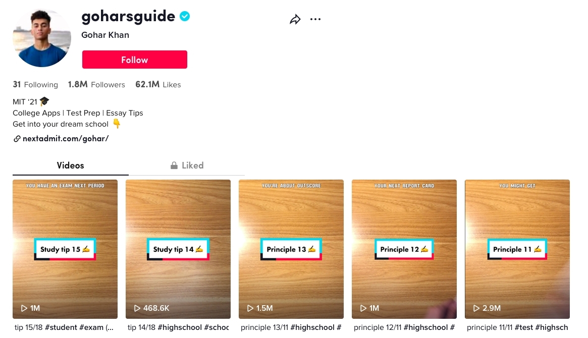 如今,Gohar’s Guide在TikTok上擁有180萬關注者,在Instagram上擁有超100萬名關注者