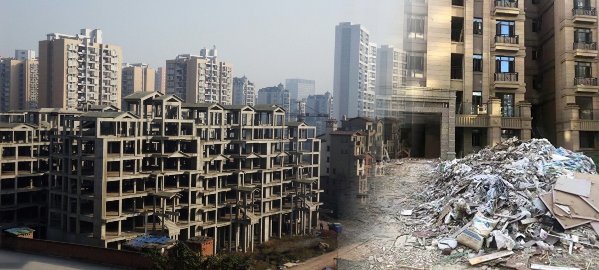 內地不少樓花停工瀕爛尾，小業主遂發起停供以爭取地盤復工。