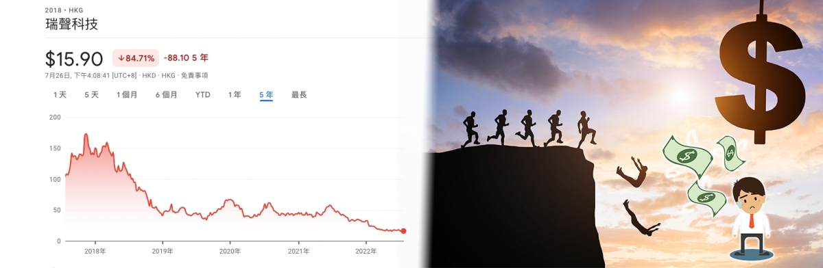 瑞聲過去數年跌幅逾8成,散戶損失慘重。