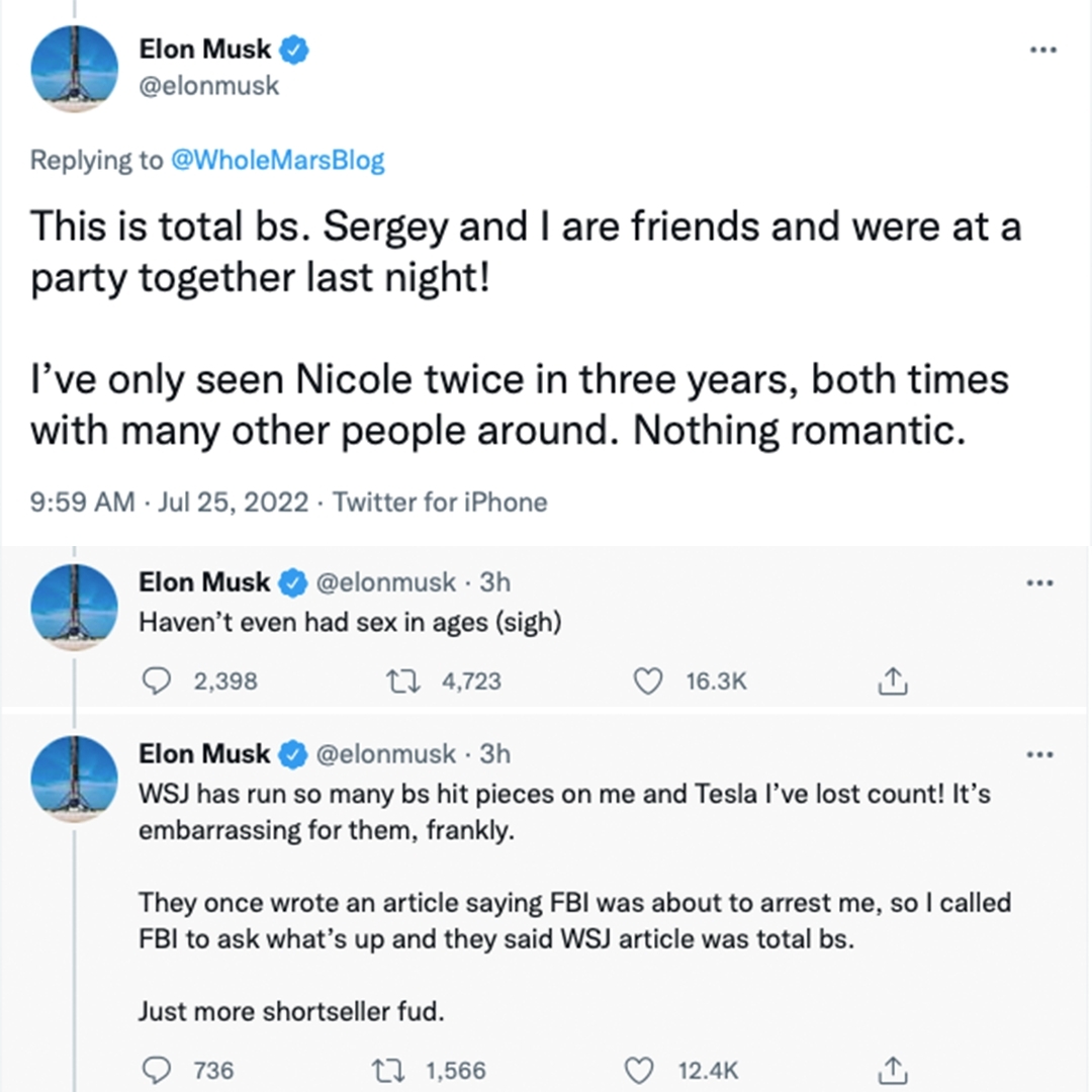 馬斯克在Twitter上發文澄清。