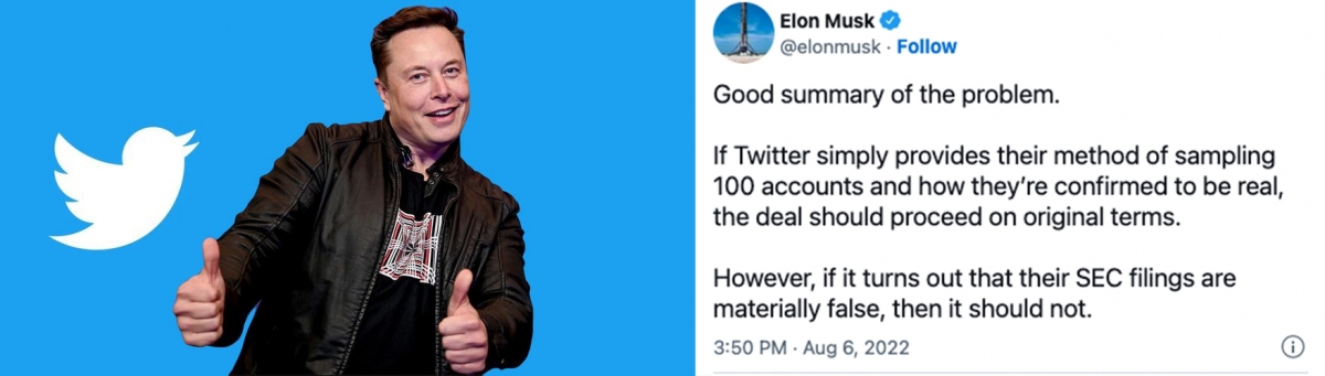 馬斯克稱若Twitter對假帳戶查核機制的解釋合理,他願繼續收購Twitter。
