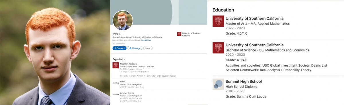 20歲股神Freeman在數學及經濟學的學士及碩士課程均取得GPA4.0滿分。