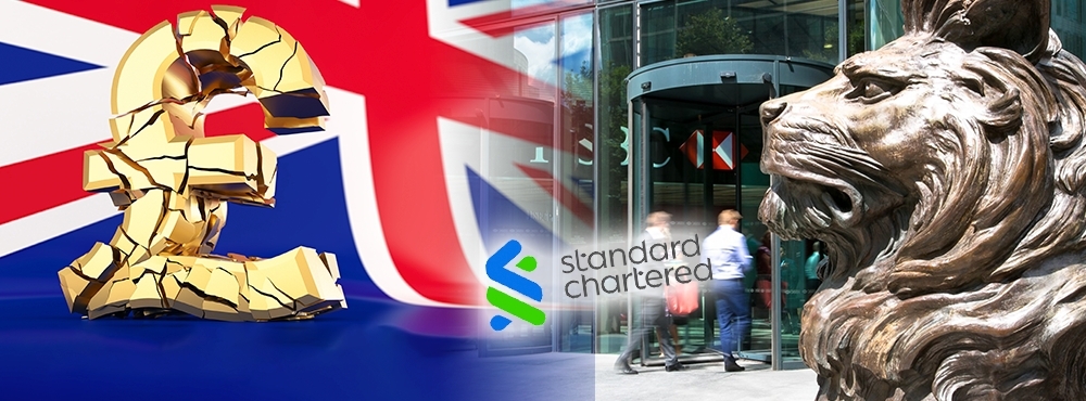 英鎊兌美元跌至37年以來低位，滙豐渣打股價曾跌8%。