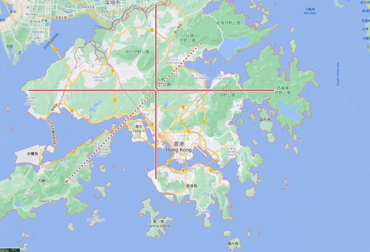 九龍站及奧運站正是香港的西南面及見水。