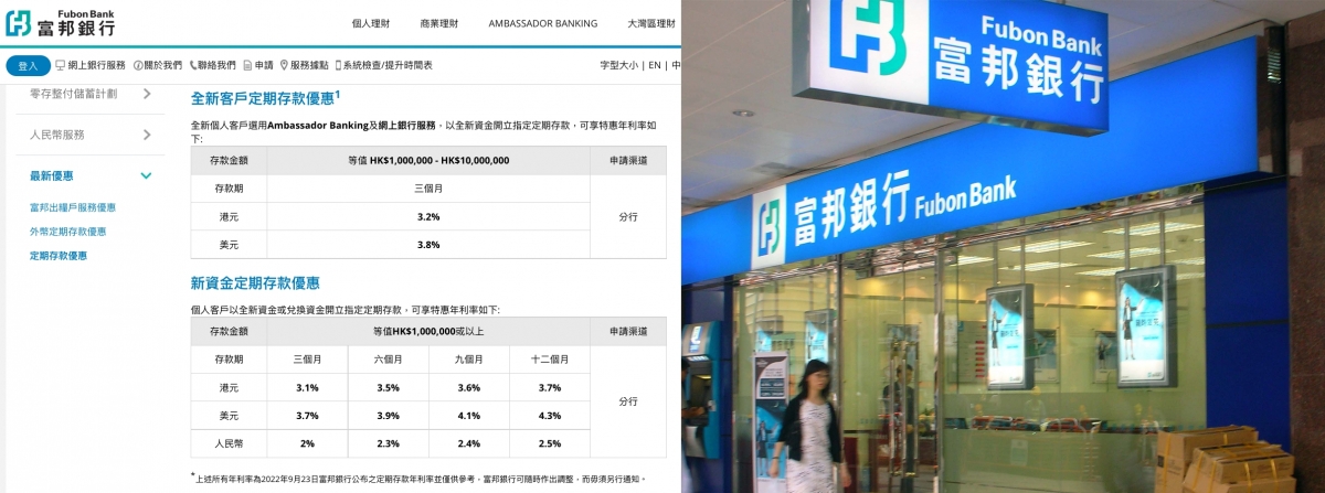 富邦港元及美元一年期定期息率全港最高,惟入場費高達100萬港元。