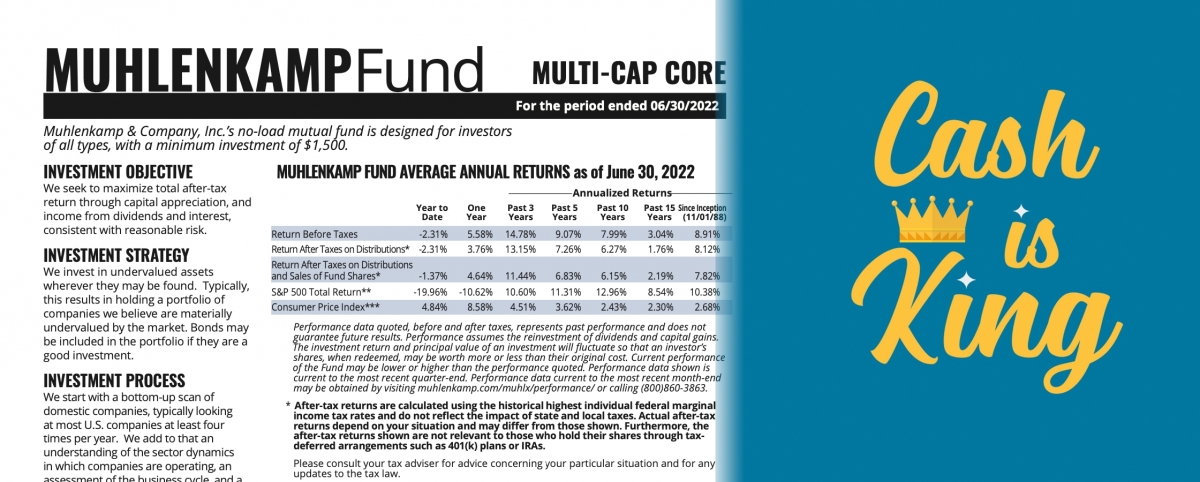 Muhlenkamp Fund雖然今年回報負2.3%，但表現已勝於大部分華爾街基金。