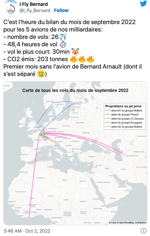 ,Twitter開始出現@i_fly_Bernard以及@laviondebernard等帳號,跟蹤阿爾諾私人飛機航跡