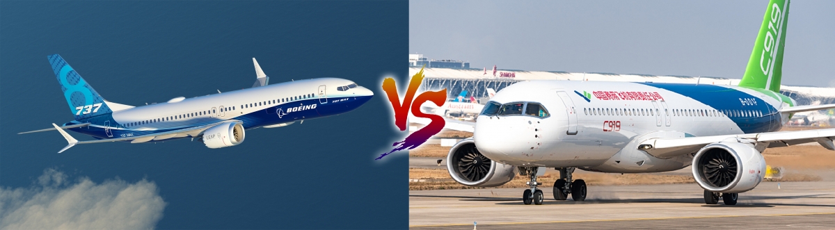 中國國產C919客機(右)吸引力始終遠不及傳統波音客機(左)。