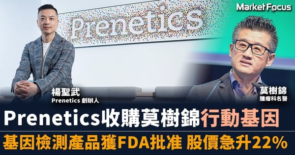 Prenetics收購莫樹錦行動基因 基因檢測產品獲FDA批准 股價急升22%