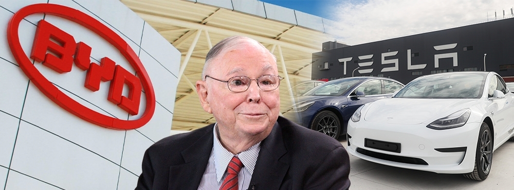 芒格指在中國，比亞迪贏Tesla贏到開巷。