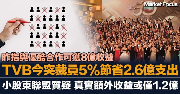 昨指與優酷合作可獲8億收益 TVB今突裁員5%節省2.6億 小股東大聯盟質疑 真實額外收益或僅1.2億