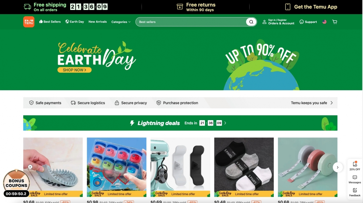 Temu透過極低價格成功在美國市場脫穎而出，如一對襪最平只售0.79美元（約6.2港元），一對無線耳機最平只售不足6美元（約47.1港元）。