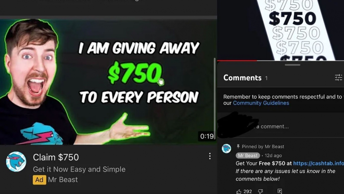 假冒知名YouTuber的詐騙廣告