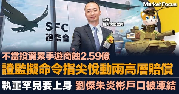 【執董要上身】不當投資累手遊商蝕2.59億 證監擬命令指尖悅動兩高層賠償 劉傑朱炎彬戶口被凍結