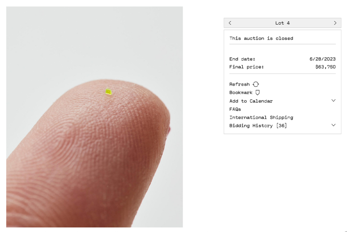 「微型包」以超出了原型價格的約20倍拍賣價成交。