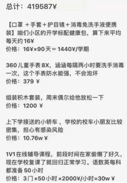 款項最高的是總價30萬元的1對1在線輔導課程。