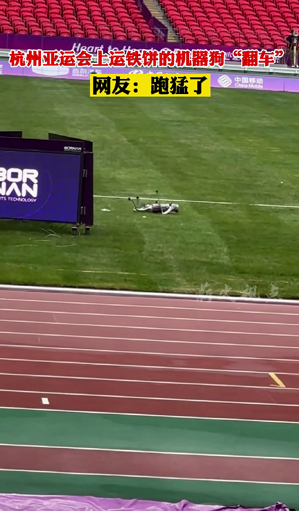 機械狗「翻車」四脚朝天。