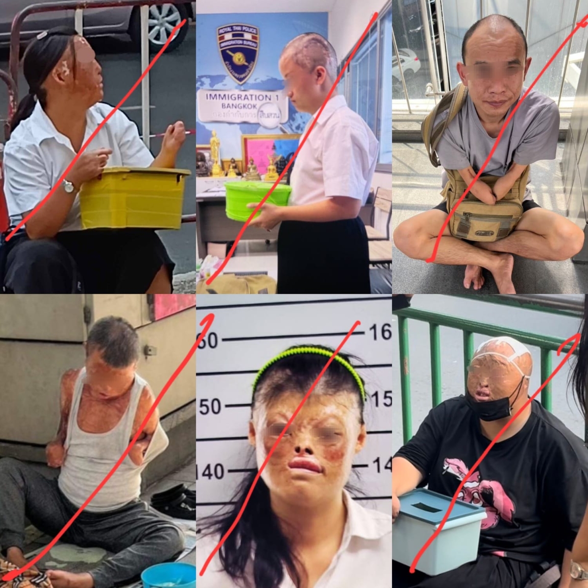 泰國警方懷疑事件恐涉及人口販賣及集團式犯罪,並鎖定了總共9人的中國籍行乞團夥。目前已先後逮捕了6名年齡介於35至40歲的中國籍乞丐。