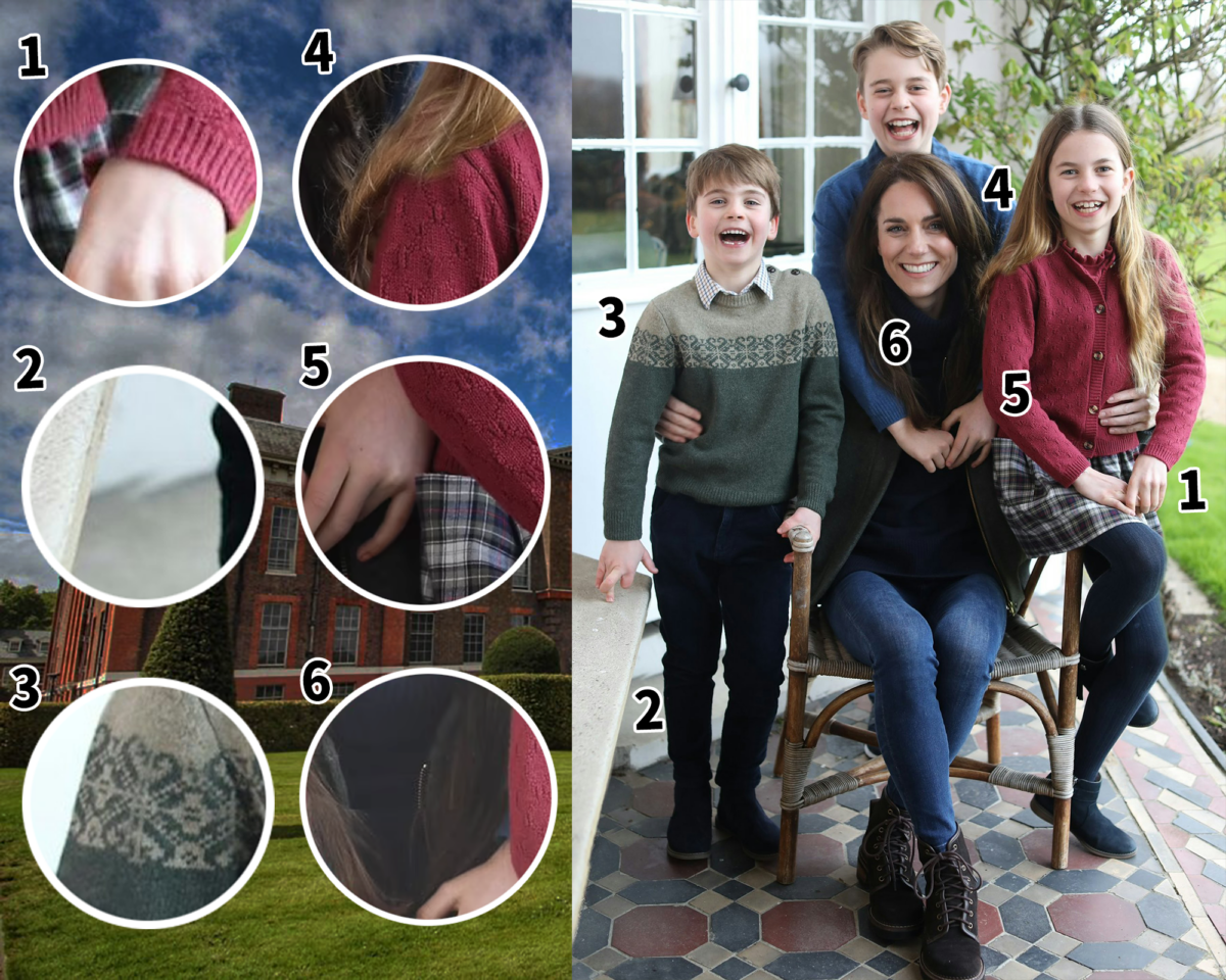 英國凱特王妃最新家庭處，至少有6處地方疑曾遭修改或P圖。