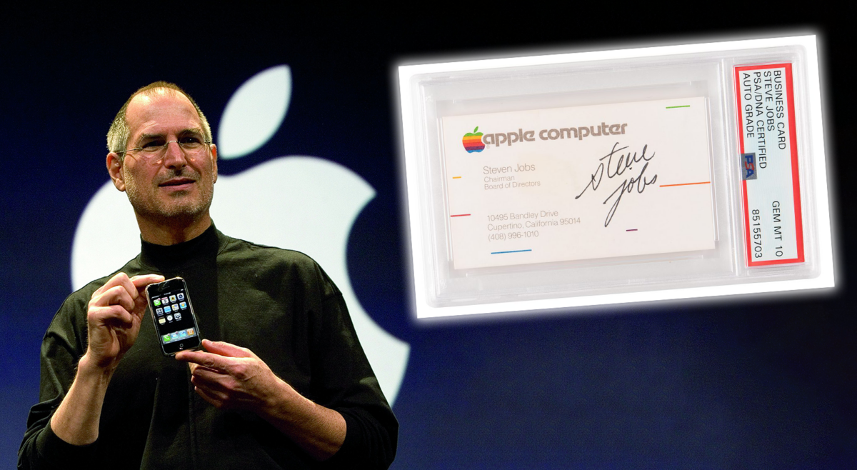 已故蘋果創辦人喬布斯曾簽名的一張卡片，今年初在拍賣會上以約140萬港元賣出。