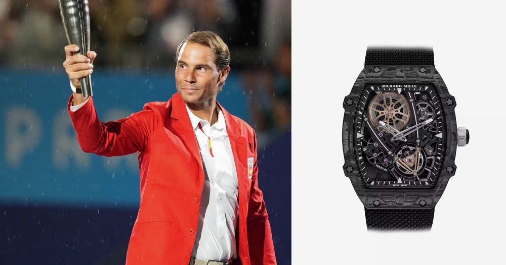 Rafael Nadal開幕式所佩戴的Richard Mille RM 27-05飛行陀飛輪腕錶,價值約897萬港元。