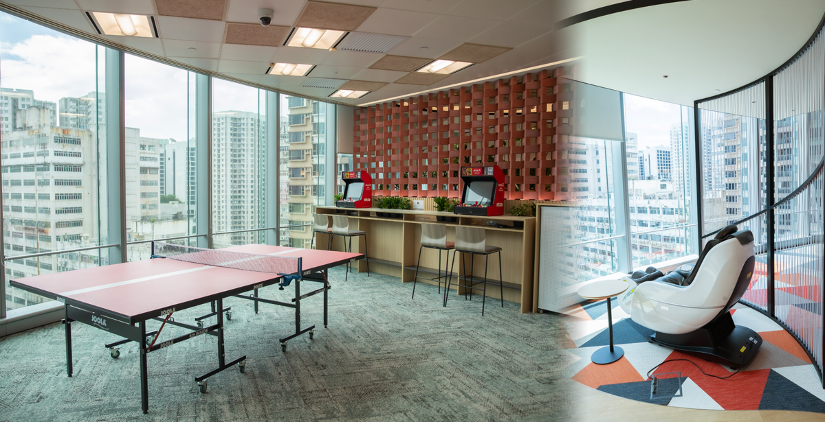 星展香港建造大範圍的Social Hub和Wellness Space，促進員工之間的交流。