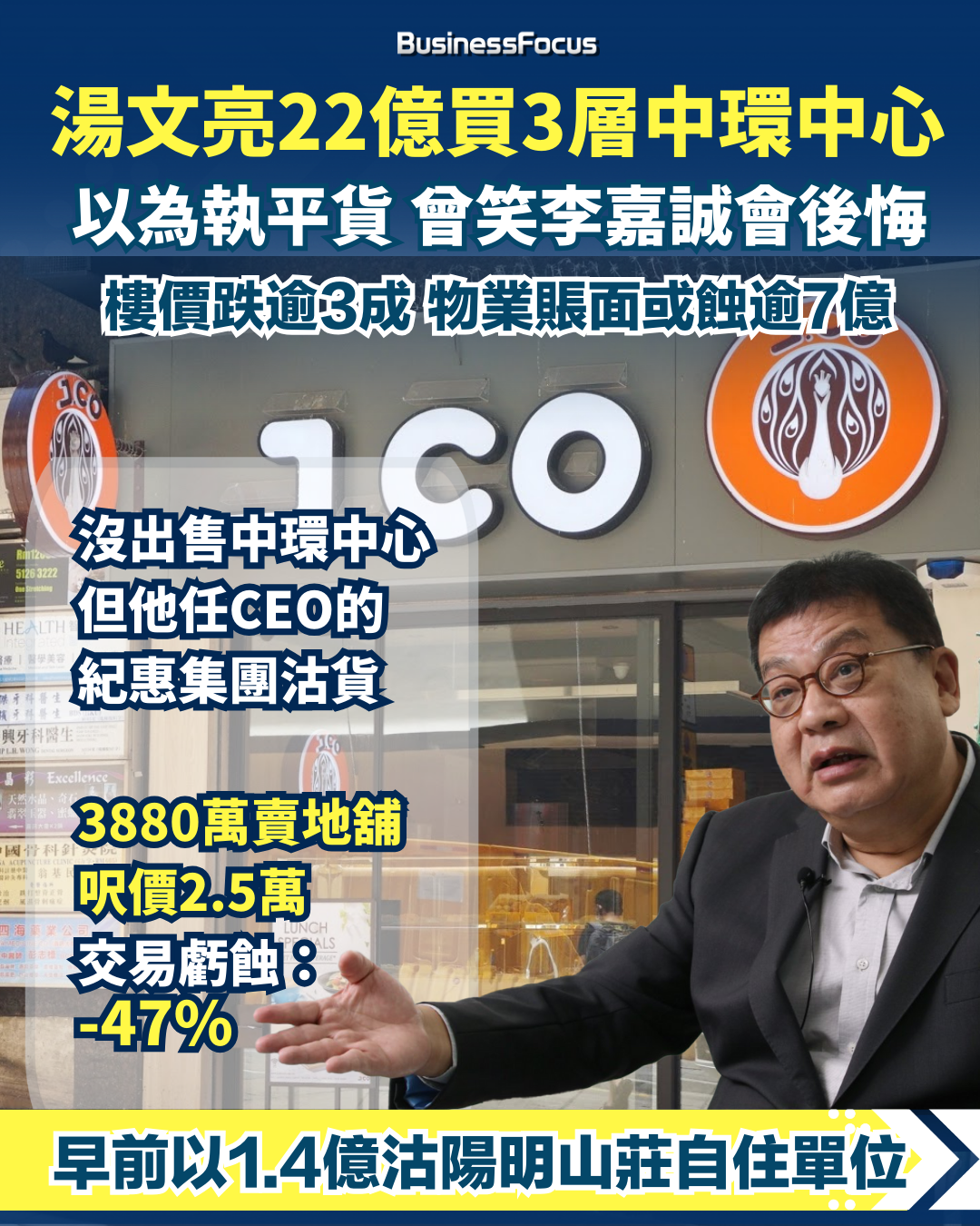 湯文亮因持有3層中環中心料帳面蝕7億。