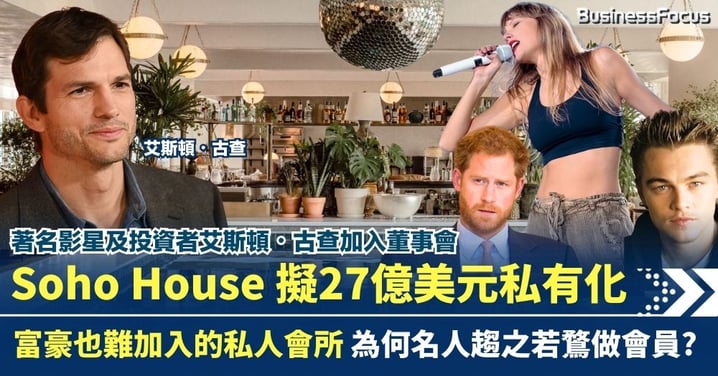 頂尖私人會所Soho House擬27億美元私有化 富豪名人爭做會員仍虧蝕 明星投資者坐扭轉乾坤