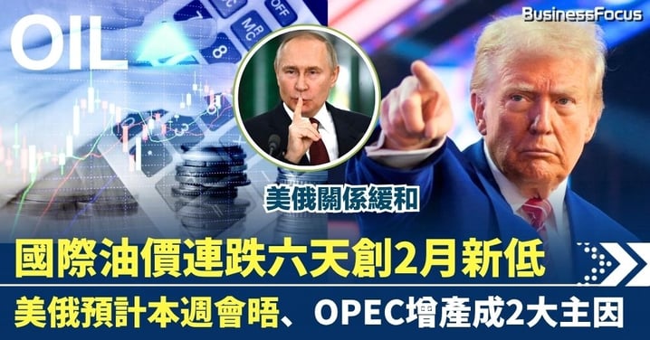 國際油價連跌六天創兩月新低 美俄會晤與OPEC增產成主因