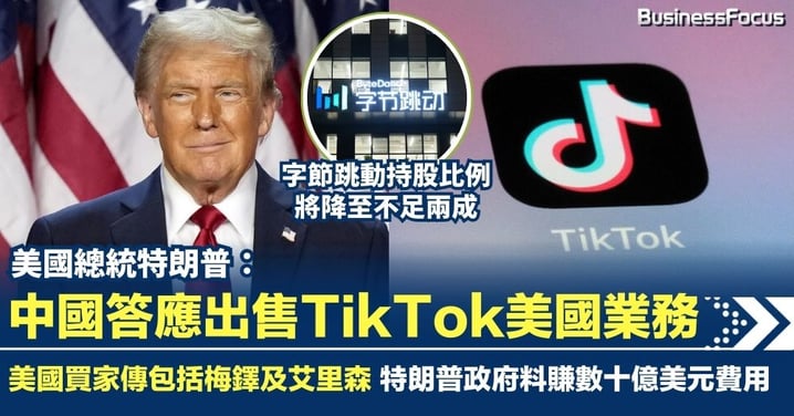 TikTok美國業務將出售 傳買家包括梅鐸及艾里森 特朗普政府成贏家賺逾百億