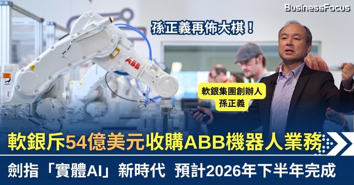 軟銀斥54億美元收購ABB機器人業務 劍指「實體AI」新時代