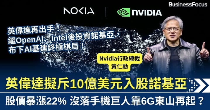 沒落手機巨人東山再起?英偉達擬斥10億美元入股諾基亞 股價暴漲22%