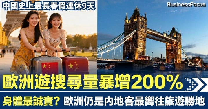 中國史上最長9天春假掀外遊熱 搜尋量暴增200% 身體最誠實?歐遊仍是內地客最愛