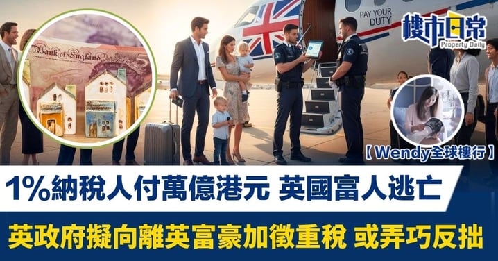 【Wendy全球樓行】1%納稅人付萬億港元 英國富人現逃亡潮 英政府擬向離英富豪加徵重稅?