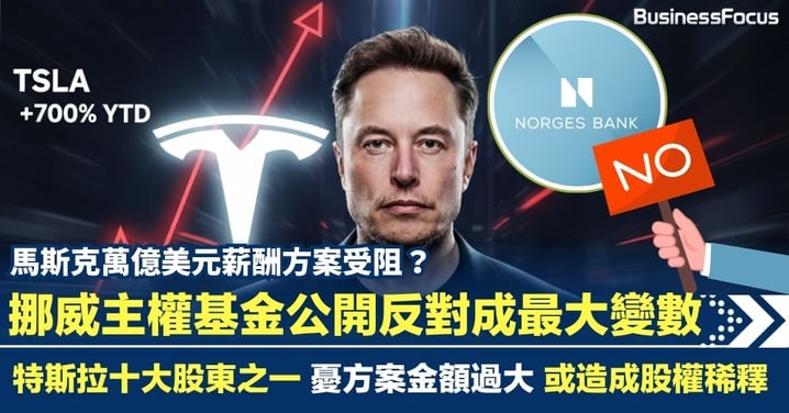 馬斯克萬億美元薪酬方案遭挪威主權基金反對 特斯拉十大股東之一 憂方案金額過大 或造成股權稀釋