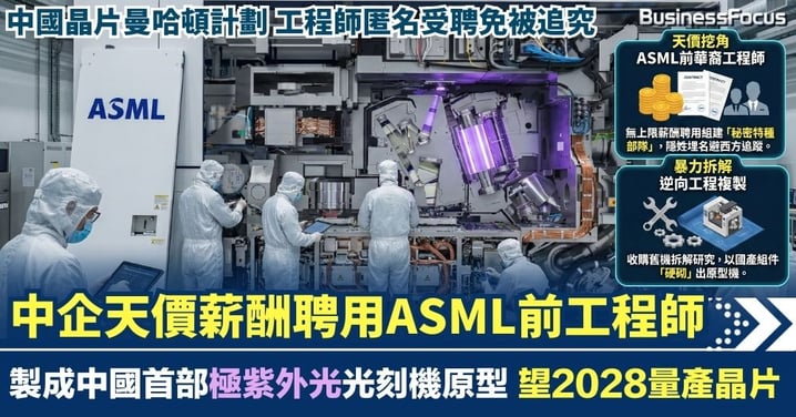中企天價薪酬聘用ASML前工程師 製成中國首部極紫外光光刻機原型機 逆向工程惹爭議