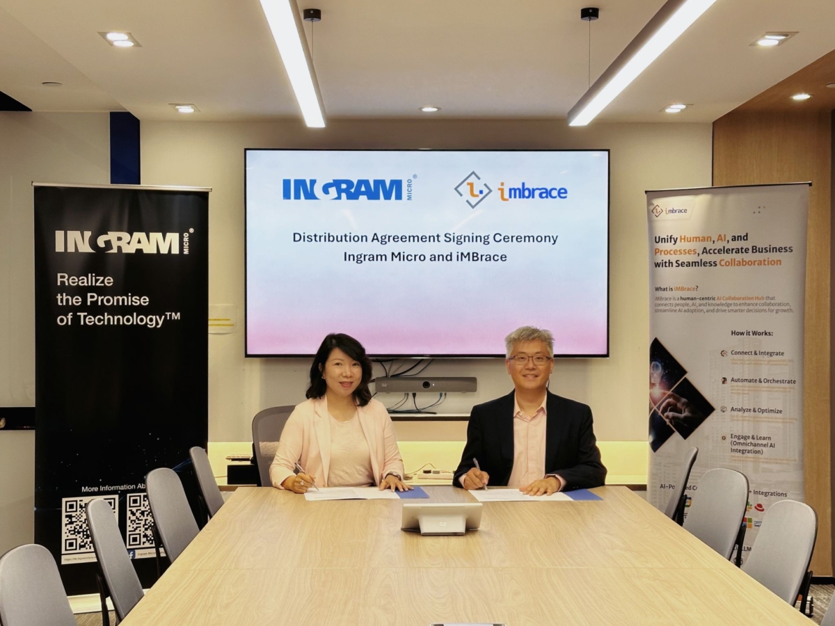 今年6月， Ingram Micro 與 iMBrace 簽署獨家分銷合作協議，兩方合作為受監管行業提供自主研發、企業級且值得信賴的精準 AI 解決方案。